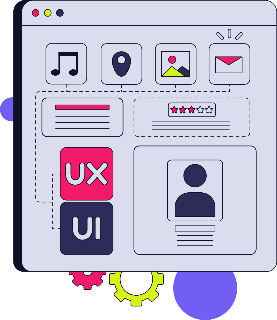 Vector illustration of a UX design wireframe.